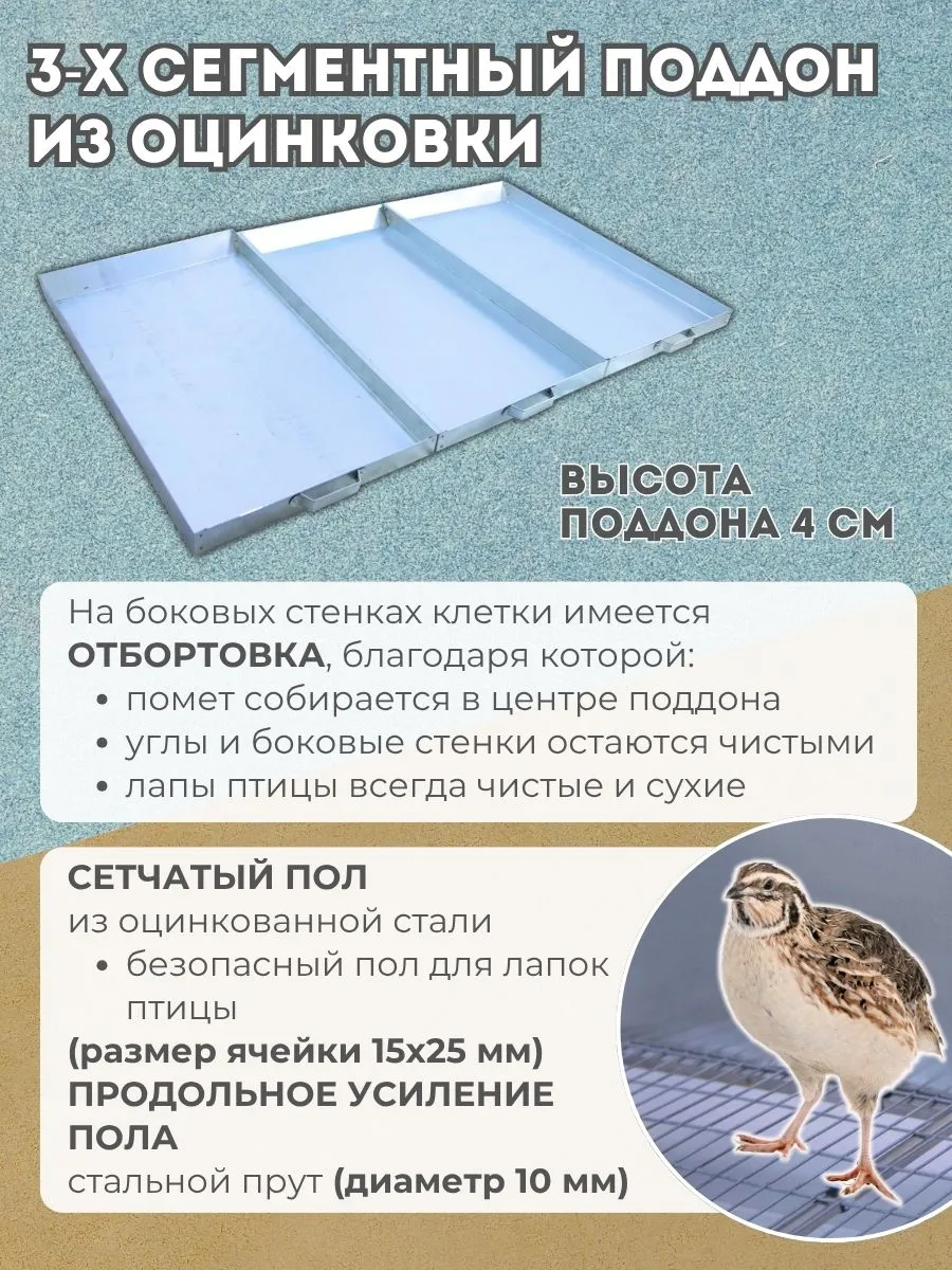 Клетка для перепелов  "База-сетка" на 110 голов "МультиПро". Фото 6