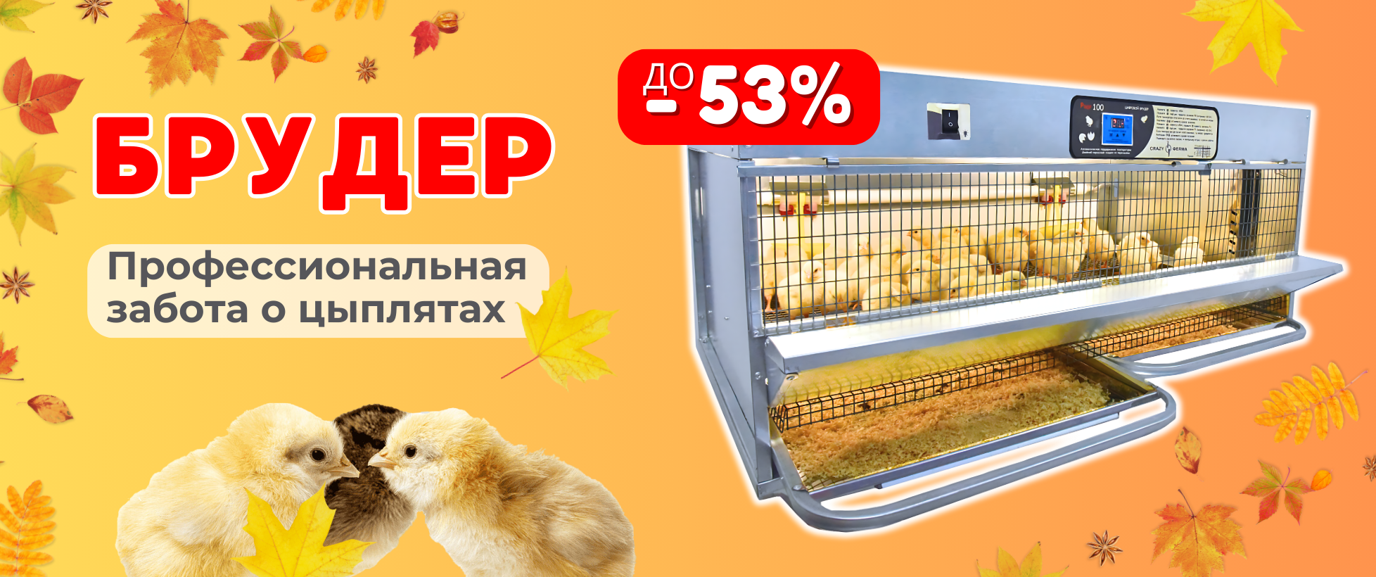 БОЛЬШАЯ РАСПРОДАЖА! Скидка до -53% на брудеры для цыплят! 