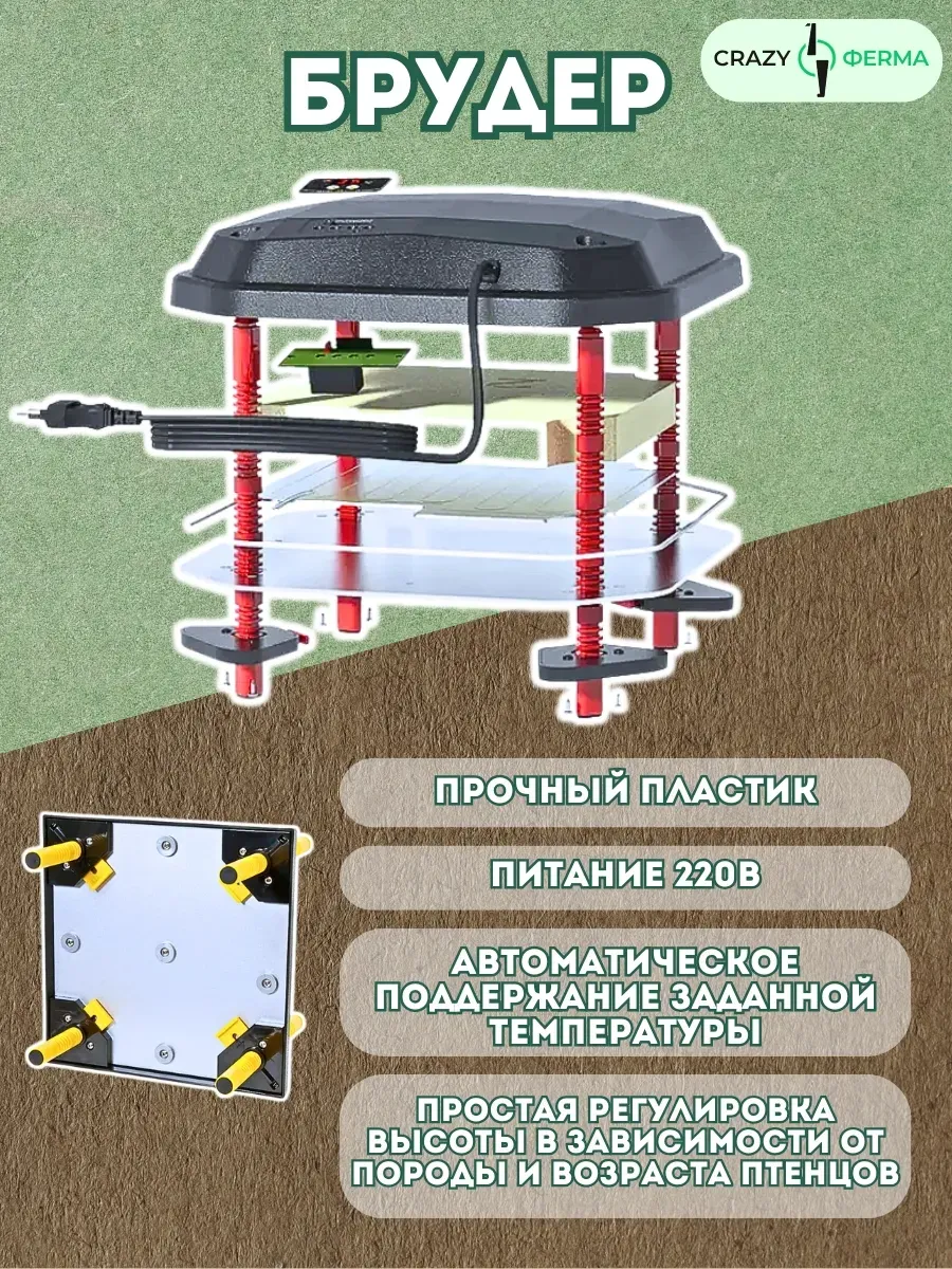 Панель обогревательная с температурным регулятором для цыплят 30х30см. Фото 2