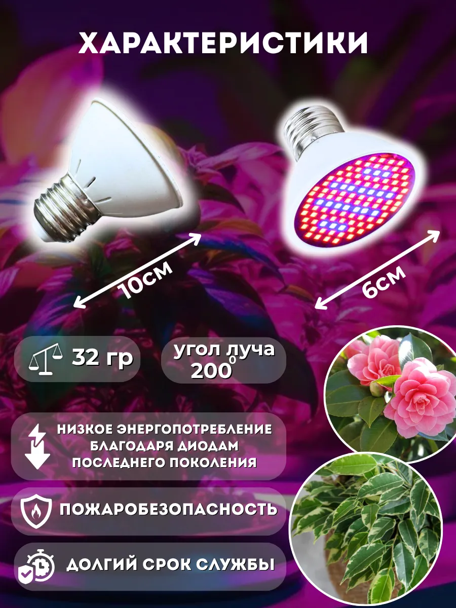 Фитолампа (zw0111) 10Вт, E27. Фото 2