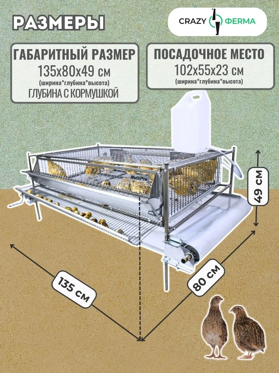 Клетка для перепелов "Люкс-сетка" 2-1 на 110 голов "МультиПро". Фото 1