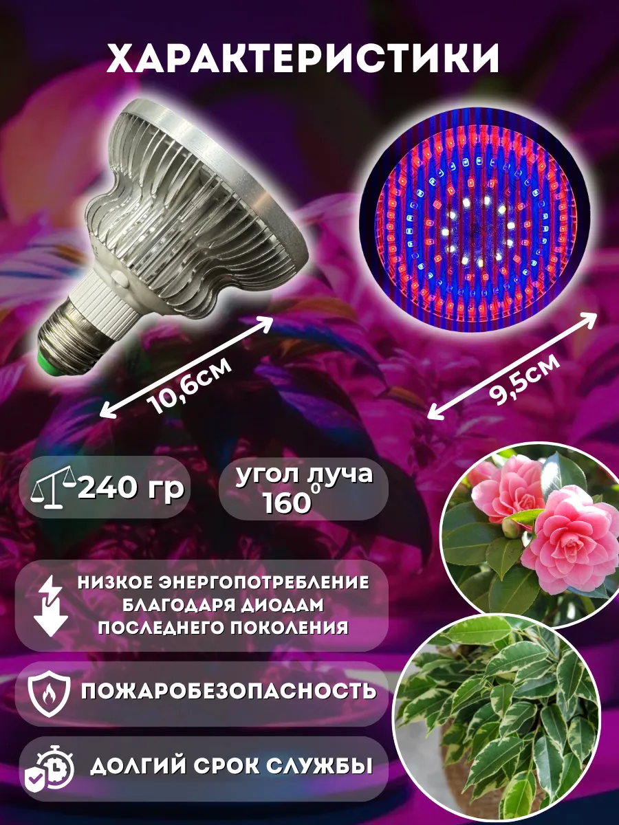 Фитолампа 50W 108 диодов. Фото 2