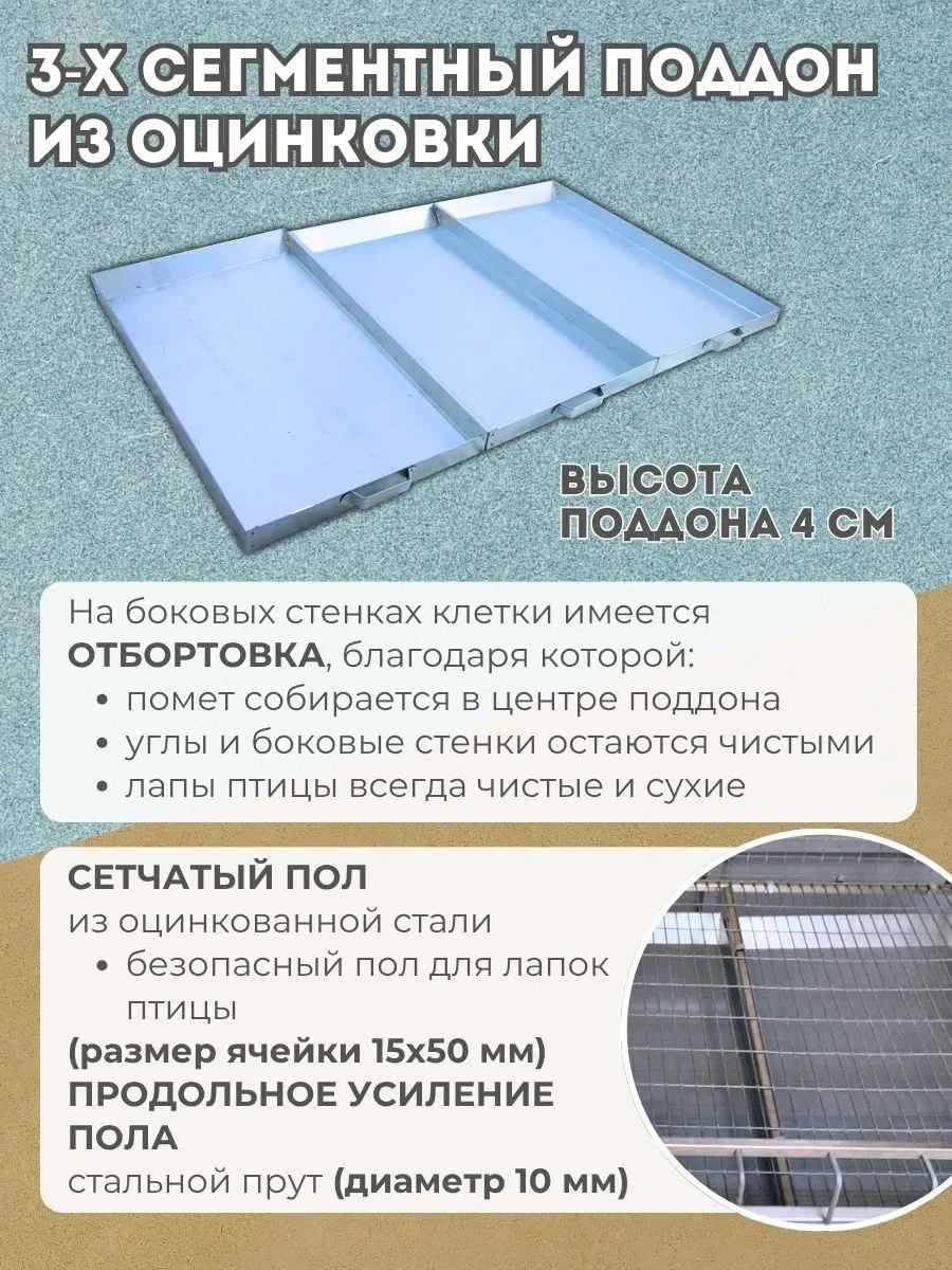 Клетка для кур-несушек  "База-сетка" 1-12 "МультиПро". Фото 2