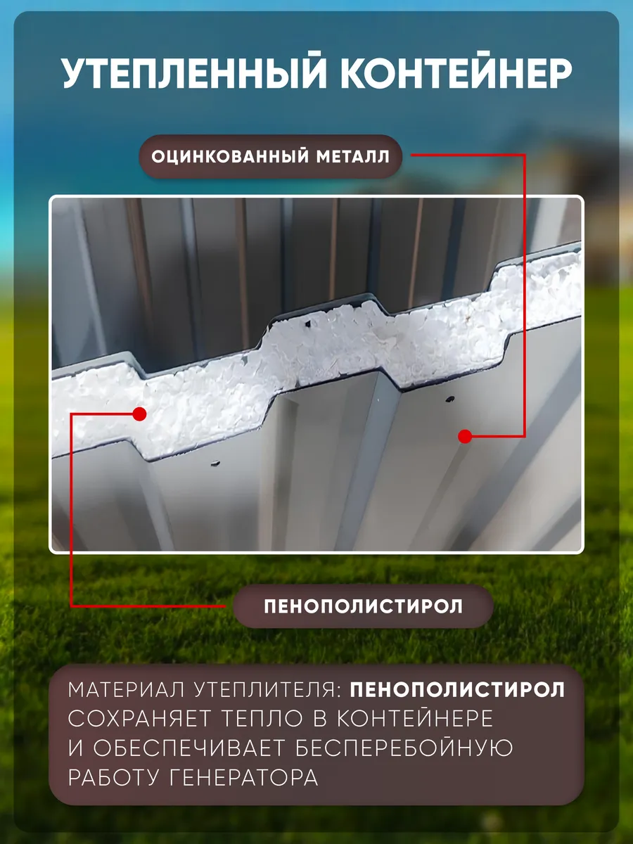 Шумопоглощающий утеплённый контейнер для генератора L T-Блок "Энерго" увеличенный  с  вентилятором 1000 м3/ч. Фото 4