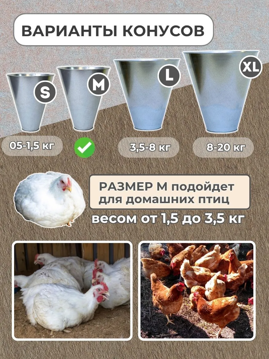 Конус для убоя  "М" с кронштейном крепления - (D-85/230; Н-280). Фото 4