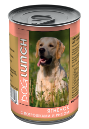 Дог Ланч консервы для собак ягненок с потрошками и рисом в желе 750 гр.